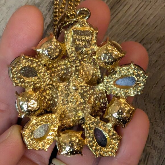 Rachel Leigh, Large Jeweled Pendant Gold Necklace, Retail $258, 17 inches - Picture 4 of 10